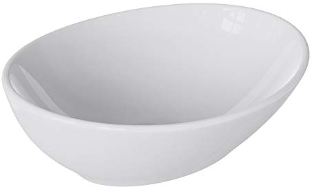 doporro Lavabo da Appoggio Ovale in Ceramica Bianco Lucido 42 cm Lavandino Bagno Moderno con Rivestimento Nano per Bagno e WC Ospiti - Brüssel205
