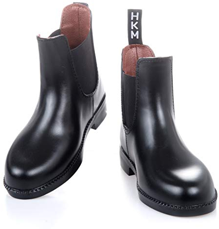 RL24 - Jodhpur Reitstiefelette soft | Kinder, Herren & Damen Stiefeletten | mit Elastikeinsatz & Pull-On | wasserdichte Chelsea Boots aus Kunstleder | schwarze Reitschuhe | Größe 37