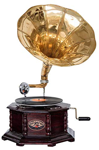 Nostalgie Grammophon Gramophone Dekoration mit Trichter Grammofon im Antik-Stil (f)