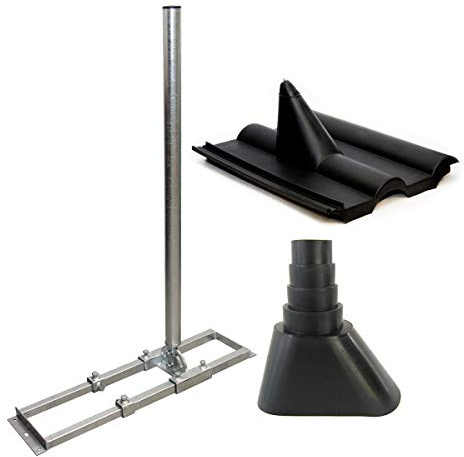 Premium X Profi X100-48F SAT Dachsparrenhalter 100 cm Mast 48 mm Stahl voll feuerverzinkt Sparren-Halterung für Satelliten-Antenne Satellitenschüssel mit Frankfurter Dachabdeckung Manschette schwarz