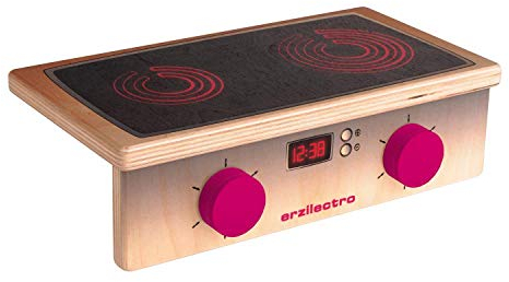 Erzi 10691 Tischgrill & Kochplatte aus Holz, Kinderküche, Kaufladenartikel für Kinder, Rollenspiele