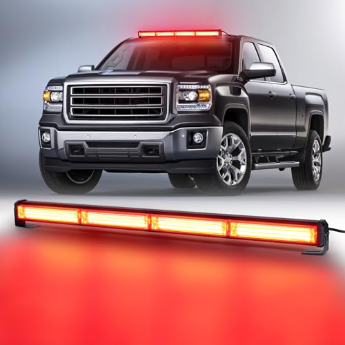 Dinfu 17 Blinkende Stroboskop-Modi LED Warnleuchte Blitzleuchte Rundumleuchte Auto Lichtleiste für LKW Dach Oben Rot Warnlicht (40W)