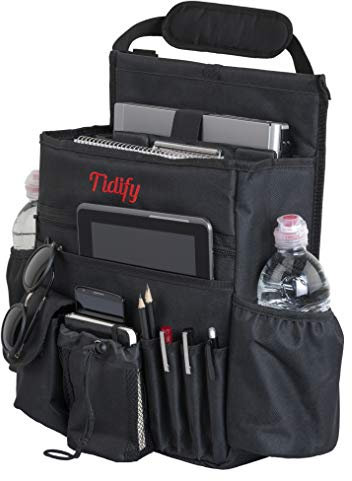 Tidify Car Front Seat Organizer [2022 UPDATED] with Dedicated Tablet and Laptop Storage Stabilizing Side Straps Soft Adjustable Shoulder Strap and Hardened Buckles Your Office Away from Office