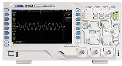 RIGOL DS1202Z-E Digital Oscilloscope, 200MHz Bandwidth, 2 Analog Channels, 24Mpts Memory Depth, 1G Sa/s Sampling Rate, Free Trigger and Decoding Functions, 3 Years Warranty