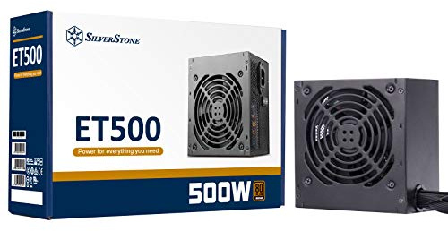 Silverstone SST-ET500-B - Serie Strider Essential, 500W 80 Plus Bronze ATX PC Fuente de alimentación, Baja sonoridad 120mm, cepta Conectores de PCIe de 8 y 6 Pines