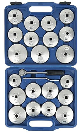 JEOBEST Kit Coiffes Filtre à Huile 23 Pcs - Ensemble de Clés pour Retrait et Bouchons - Outil de Garage avec Adaptateur pour Accessoires Auto