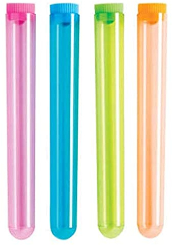 Unique 63321 Neon Plastic Test Tube Shot Glasses with Caps, 12 Ct