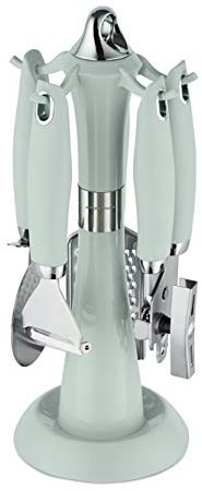 Morphy Richards Dune 976041 4 Piece Gadget Set with Carousel Stand, Sage Green, Stainless Steel