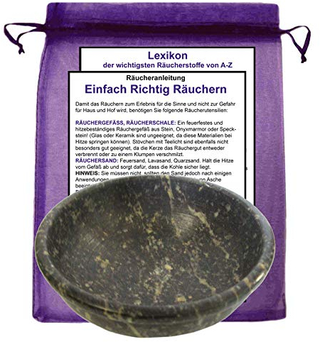 Naturheilmittel Heilsteine Methusalem GmbH Neu-Ulm Räucherschale - 10cm Steinschale zum RÄUCHERN & AUSRÄUCHERN für JEDES Räucherwerk, Hausreinigung, Rauhnächte uvm. mit Stoffbeutel. 95840-B10