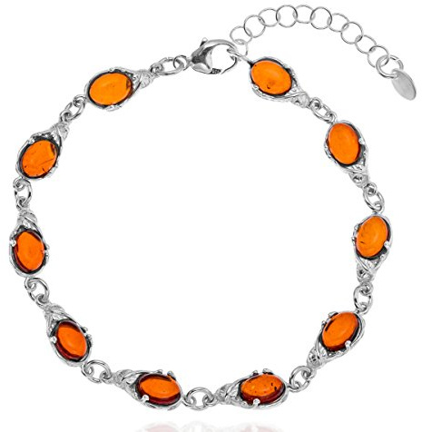 Copal Bracelet En Ambre Véritable Et Argent Sterling Avec Longueur Réglable Pour Femmes