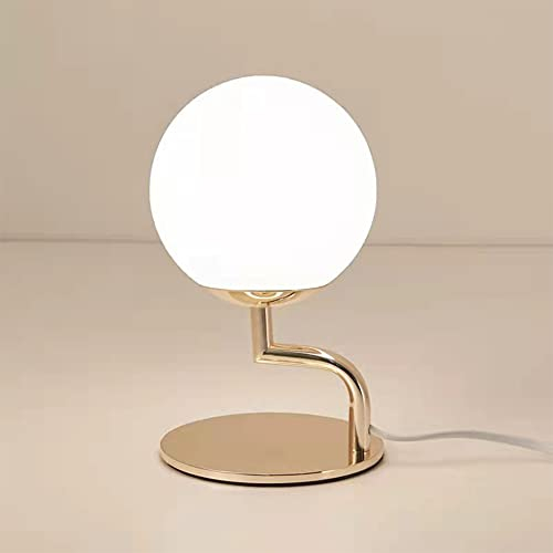 Chao Zan Tischlampe in Opalglas, für Wohnzimmer & Esszimmer (G9 Leuchtmittel) - Gold Farbe Metall Basis Tischleuchte, Schreibtischlampe, Tischlampe，Nachttischlampe, Wohnzimmerlampe,ohne Leuchtmittel