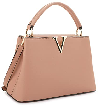 EVVE Kleine Damen-Umhängetasche, klassisch, mit Tragegriff oben, modische Crossbody-Handtaschen mit Schultergurt, nude