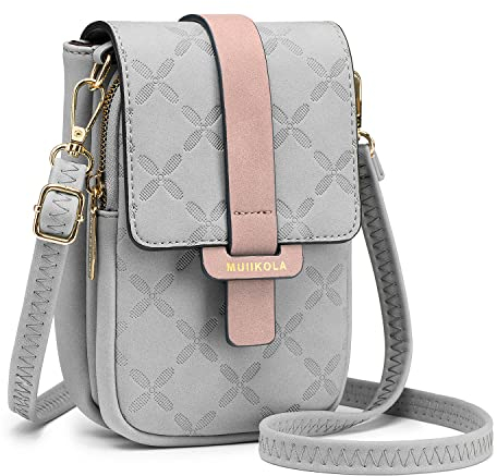 MUIIKOLA Handytasche zum Umhängen，RFID-Blockierung große Kapazität Handy Umhängetasche Damen Leder，Handytasche mit Geldbörse zum Umhängen，umhängetasche damen Breiter Gurt abnehmbarer Schultergur