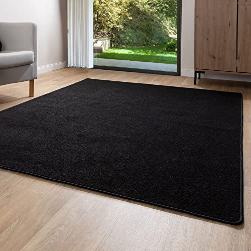 Steffensmeier Kurzflor Teppich Ibiza | Wohnzimmerteppich | Stilvoll | Pflegeleicht | Jugendteppich | Schwarz, Größe: 200x250 cm