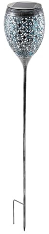 Esotec Solar Metall Dekoleuchte Sindy, Höhe 75cm, Akku, LED Gartenstecker, Ornament, LED Stecklicht, Solarleuchte steckbar, silber-türkis, IP44, outdoor, außen, wetterfest, winterfest, 102881