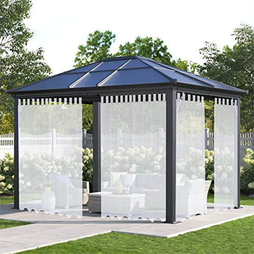 XUIAQZW Outdoor Vorhang Wetterfest mit Klettverschluss Weiß Transparent (2 Stücke) 80x200(BxH) cm Terrasse Vorhänge Outdoor Gardinen Wasserdicht Sonnenschutz