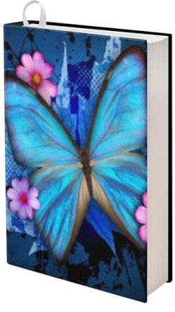 Dolyues Blauer Schmetterlings-Bucheinband, dehnbare Jacke, passend für die meisten Hardcover-Lehrbücher, Buchsox, Hardbook-Cover für Taschenbuch, Schule, Buchschutz für Teenager, Erwachsene, Frauen,