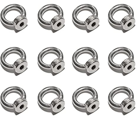 HOUSON 12 Stück M4 Ringmutter，304 Edelstahl Ösenmutter Ring RundeAugbolzen Ringbolzen Rostfrei für Rolle des Befestigens und Hängens(M4 Ringmutter)