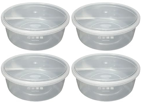 (Set of 4) 2500ml Large Clear Transparent Plastic Storage Box With Secure Seal Lids Round Food Storage Containers Reusable BPA free Microwavable Freezer and Dishwasher Safe Cake Box (85oz)