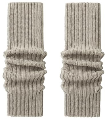 VUCDXOP dam långa benvärmare kvinnor flickor vinter virkad stickad manschett benvärmare benvärmare knästrumpor legwarmers strumpor overknees, i en storlek, Ljusbrun, En Storlek