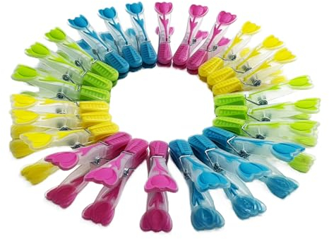 Maishijie Confezione da 24 mollette per bucato con impugnatura morbida, multicolore, robuste e antiscivolo, in plastica per asciugare i vestiti