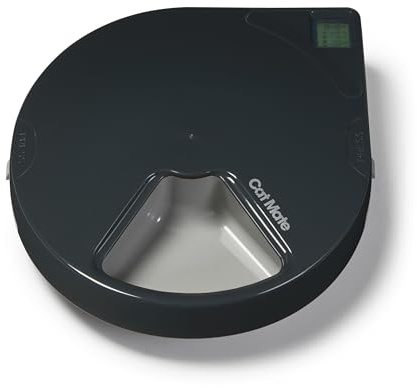 Cat Mate C500 5 Bowl Digital Timer-Controlled Automatic Pet Feeder - For Cats and Small Dogs, Wet or Dry Food, Includes Twin Ice Packs, 5 Meals Up To 330 g Each, Grey