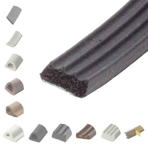 BRESKO 6-100 m Fensterdichtung Selbstklebend Dichtung Gummidichtung Epdm Türdichtung Dichtband Gummi Fenster Profil Abdichtung Dichtungsprofil (EE - 8x3 mm - schwarz, 20 m)