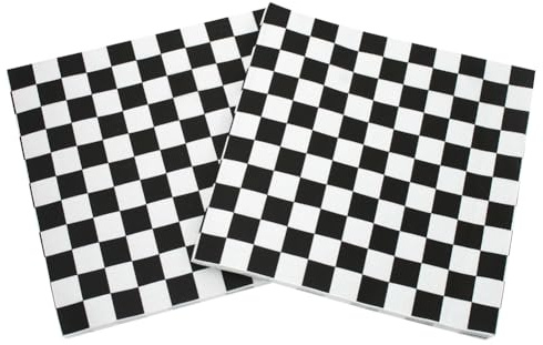 Party-Servietten, karierte Flagge, Dinner-Servietten, Rennwagen-Motiv, dekorativ, quadratisch, Papierservietten, 80 Stück
