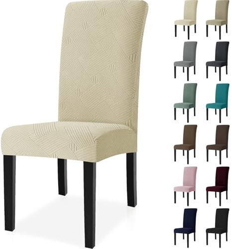 Ystyle Universal Stretch Stuhlhussen 4er Set, Beige | Stuhlbezug Elastisch Abnehmbarer, Hussen Für Stühle Waschbarer, Stuhlbezüge Chair Cover für Hotel Bankett Küche Restaurant