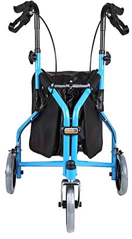 Faltbarer Rollator mit 3 großen Rädern, Rollator für ältere Menschen, tragbar, zusammenklappbar, mit Handbremsen und Tasche, 20,3 cm Räder, leicht/Outdoor/Indoor