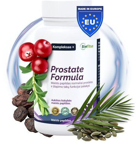 Prostata Komplex Kapseln - Hochdosiert mit Kürbiskern, Sägepalmenextrakt, L-Arginin-Hydrochlorid, Cranberry-Extrakt mit Vitamin E B6, Zink, Selen - 60 Vegan Kapseln (1 pro Tag) - Laborgeprüft