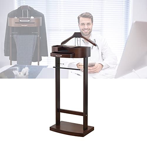 Garderobenständer, bodenstehender Kleiderdiener mit Schublade, Sichtschutz, Aufbewahrung aus massivem Holz, Anzugständer, Butler-Kleiderständer für Büro, Wohnzimmer, Schlafzimmer, Männer und Frauen,