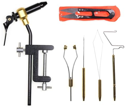 Juego de herramientas de pesca con mosca, kit de fabricación de señuelos de pesca con mosca, kit de herramientas resistentes para hacer cebos de metal, herramientas de amarre con mosca, accesorios de