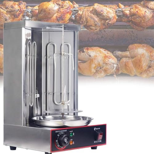 Dfdieratve Shawarma Grill Machine, Doner Kebab Machine Elettrico, Shawarma Cooker, Gyro Turco, Girarrosto per Carne con 2 Tubi Riscaldanti, Vaschetta Raccogli-Carne e Taglierina,barbecuestove