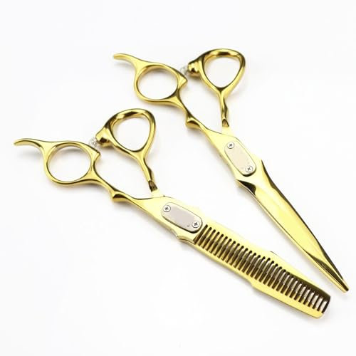 WOTZOV Haarschneideschere, 6 Zoll, professionelle goldene Friseurschere aus Edelstahl, multifunktionales gerades Scherenset für den Friseursalon，