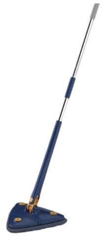 TOTIKI Serpillières Vadrouille Balai Triangulaire Extensible À 360 Degrés, Serpillère Rotative À Extrusion, Chiffon De Nettoyage Super Absorbant Balai à Franges(Blue)