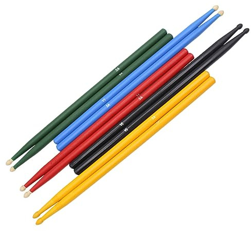 VICASKY 5 Pares Martillo de Color Baquetas de Madera para Caja Accesorios para Batería para Percusión y Práctica de Instrumentos Musicales