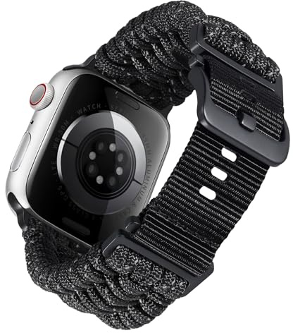 BINLUN Kompatibel mit Apple Watch Armband 49mm 46mm 45mm 44mm 42mm Geflochten Paracord Nylon Ersatzarmband Passt für iWatch Armbänder Series Ultra3/Ultra2/Ultra/11/10/9/8/7/SE3/SE2/SE/6/5/4/3/2/1