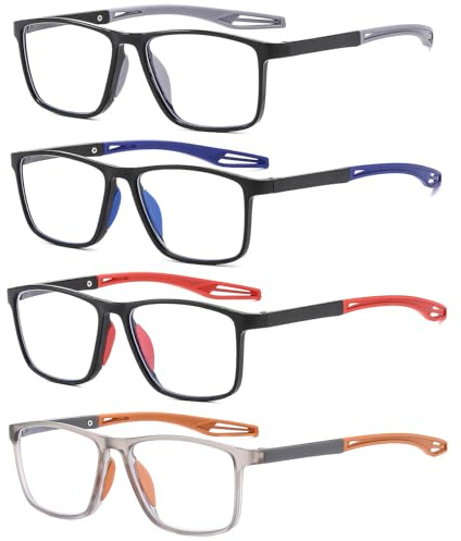 Suertree Blaulichtfilter Lesebrille Unisex Lesebrillen Sportlich Modische Brillen Leichte Bequeme Lesebrillen Anti Blau licht Lesebrille 4 Stück Vielfarbig 2.0X