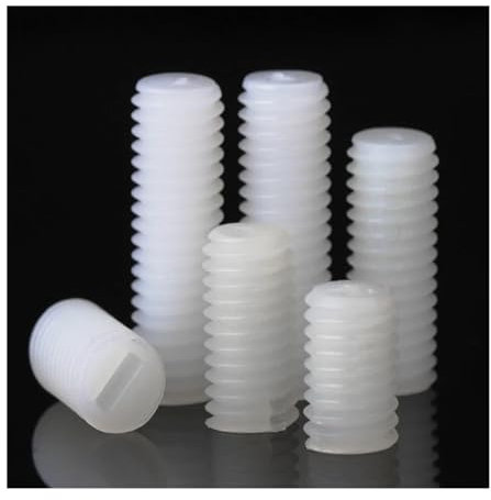 KSeSii 10/50 Stück M3, M4, M5, M6, M8, Länge 5–40 mm, weiße Nylon-Kunststoff-Isolierung, kein Kopf, kopfloser Bolzen, Schlitz, flache Endpunkt-Stellschraube(12mm,10pcs M6)