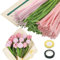 320stk Pfeifenputzer zum Basteln, Pfeifenreiniger Blumen mit Floristenkrepp, Flexibel Verdickt Chenilledraht, 30cm Lang Pfeifenreiniger Rosa Grün, Pipe Cleaner Kreativ Set für Erwachsene DIY Basteln
