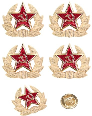 WUNZILO 5 Piezas Broche, Pin Rstrella Espigas de trigo Dímbolo, Rstrella Hoz y Martillo Emblema, para Ropa Bolsas Chaquetas Accesorios de Joyería