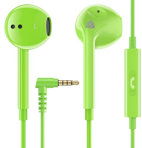 Ludos Zenith Auriculares In Ear con Cable y Microfono, 2 Años de Garantía, Auricular con Jack, Cascos Musica con Graves Potentes, para iPhone, iPad, Samsung, Xiaomi, Huawei, Gaming - Verde