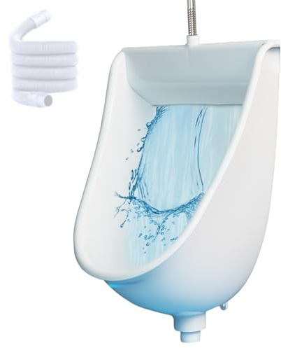 Urinario sin agua, Urinarios para hombres Monte de pared de 9.5x12.6x18.5in a prueba de derrames PP orinal masculino con 59 mangueras y agujeros de entrada de agua en el margen de alimentación pesada