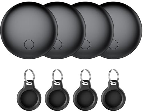 Bluetooth Schlüsselfinder 4er Pack, Smart Tag Kompatibel mit Apple Wo ist APP(nur iOS), Air Tracker Tag für Schlüssel/Gepäck/Koffer/Brieftasche, IP68 Wasserdicht, Austauschbarer Akku