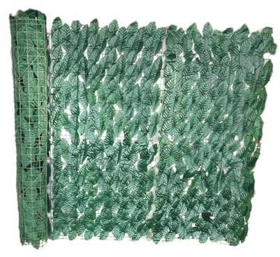 Bdit Accessories Artificial Garden Hedge with Lauro Leaves, Privacy Screen for Balcony and Outdoor Fence, 1 x 3 Metres, Includes 30 Green Tiess