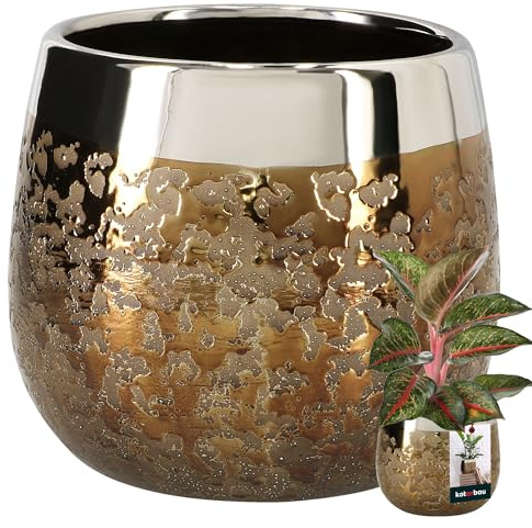 KOTARBAU® Keramik Blumentopf rund Spiegeleffekt ⌀ 14 cm Höhe 16 cm 1 St. Übertopf Blumentopf groß Glamour Blumen Töpfe Pflanzentopf Gross Indoor