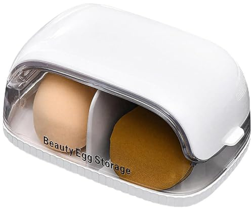 Kaxich Supporto per spugna da trucco, organizer per spugne, con coperchio, trasparente, porta pennelli da trucco per spugna da trucco bagnata e asciutta, per cosmetici e viaggi