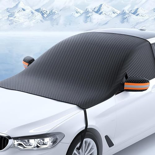 GoaePode Frontscheibenabdeckung Auto Scheibenabdeckung Winter-Frostschutz, Magnetische Windschutzscheiben Abdeckung mit Spiegel für Gegen Sonne Staub Schnee EIS, Weihnachten Wintergeschenk, 230x148cm