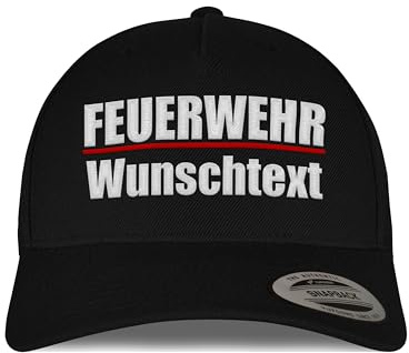 tshirtladen Snapback Cap FEUERWEHR Wunschtext – individuell bestickte Basecap mit eigenem Text personalisierbar, verstellbarer Snapback Verschluss, Accessoire für Männer Frauen Verein Einsatz Freizeit